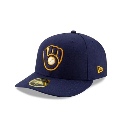 Blue Milwaukee Brewers Hat - New Era MLB Alt 2 Authentic Collection 59FIFTY Fitted Caps USA1697238